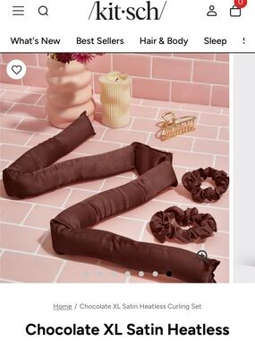 Kitsch Satin Heatless Curling Wrap & Scrunchie Set — Chocolate Brown